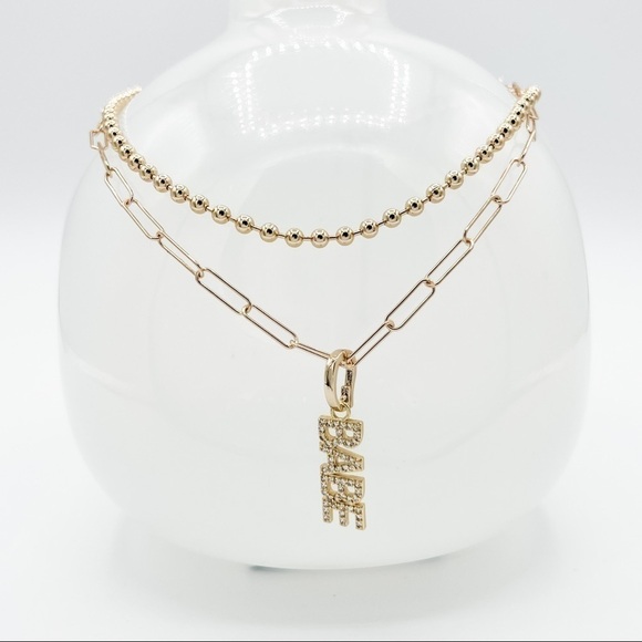 𝅺gold layering BABE necklace with ball chain - Picture 1 of 8